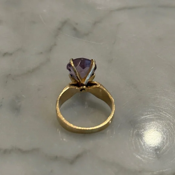 14k GOLD & AMETHYST Rose de France Cocktail Ring, Circa 1960s–70s - Picture 7 of 8
